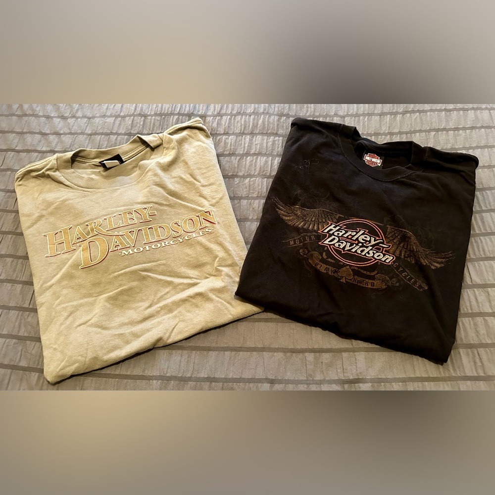 Harley-Davidson Men's Black and Cream Tees